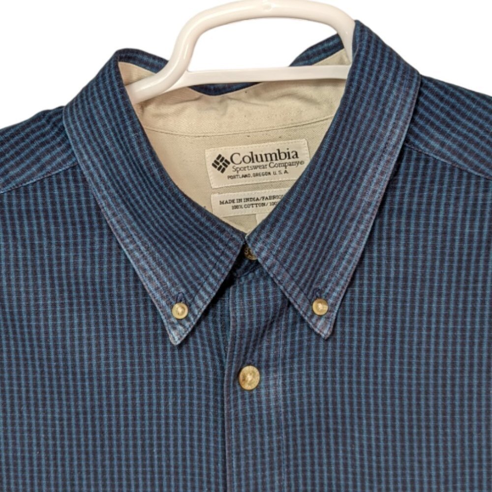 COLUMBIA SPORTSWEAR COMPANY Cotton Button Down Shirt Blue Stripe Size XXL - Picture 3 of 14
